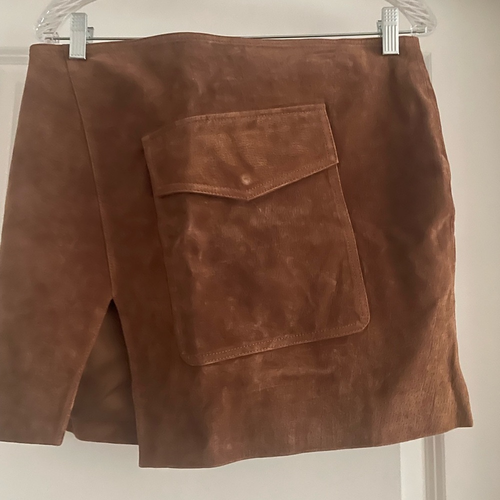 Blank NYC Brown 100% Leather Skirt